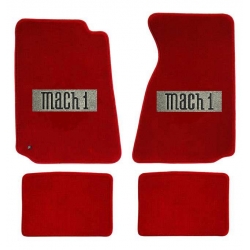 64-73 Floor Mats, Red w/Mach 1 Emblem (Coupe)